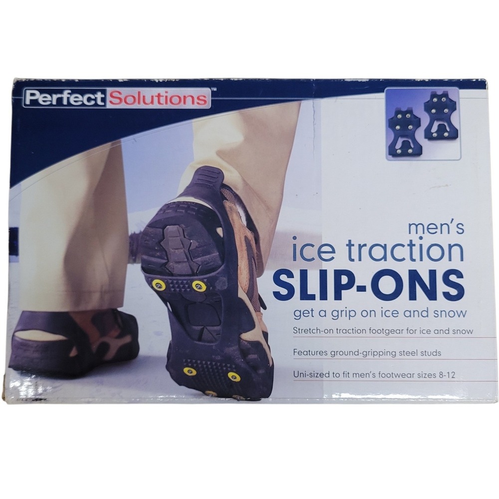Perfect Solutions Mens Ice Traction Slip-Ons Steel Studs Shoe Cleats 8-12